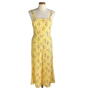 Finders Keepers Limoncello Floral Wide Leg Jumpsuit Women 4 Yellow Cottagecore
